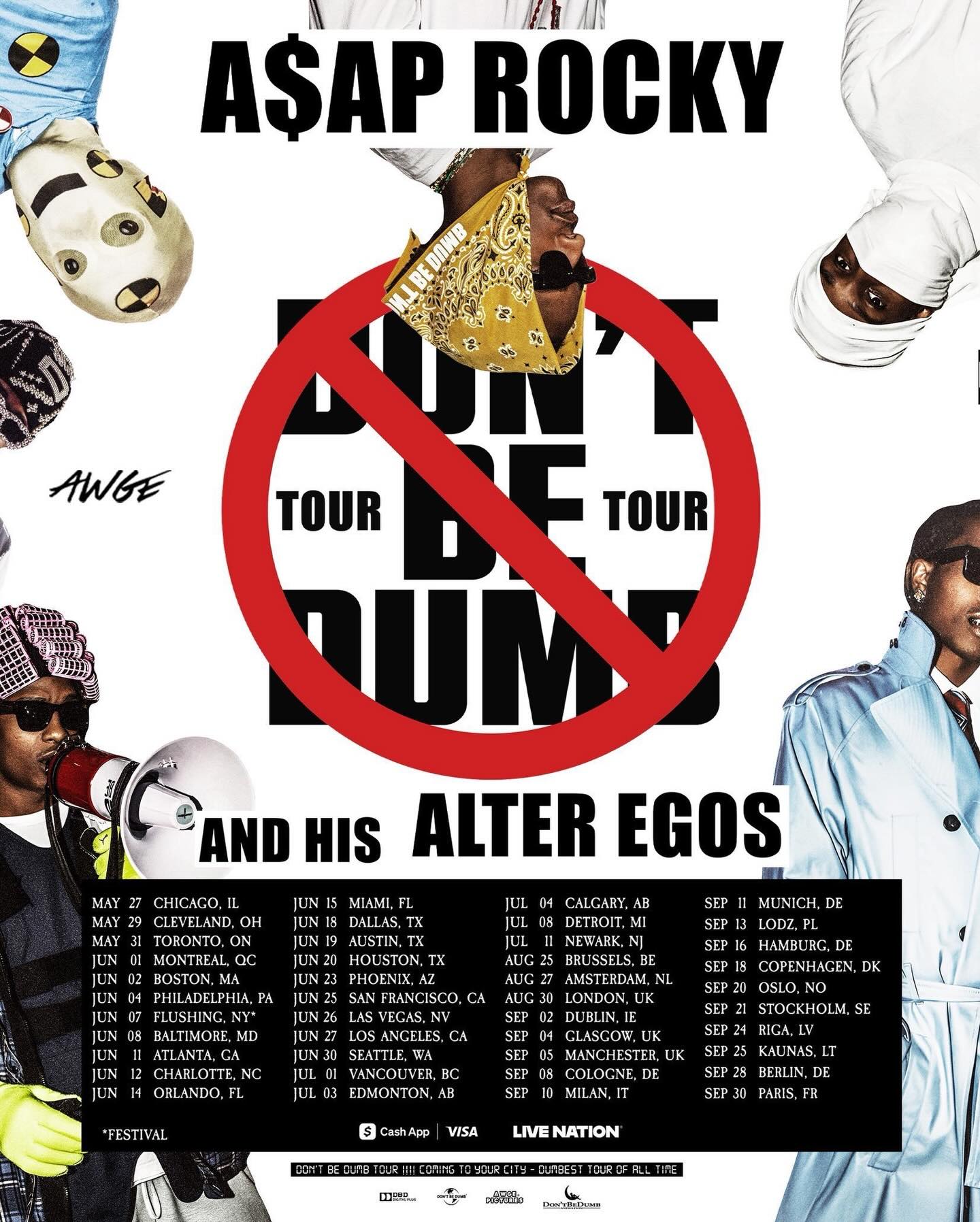 A$AP Rocky Don’t Be Dumb World Tour Poster 2026